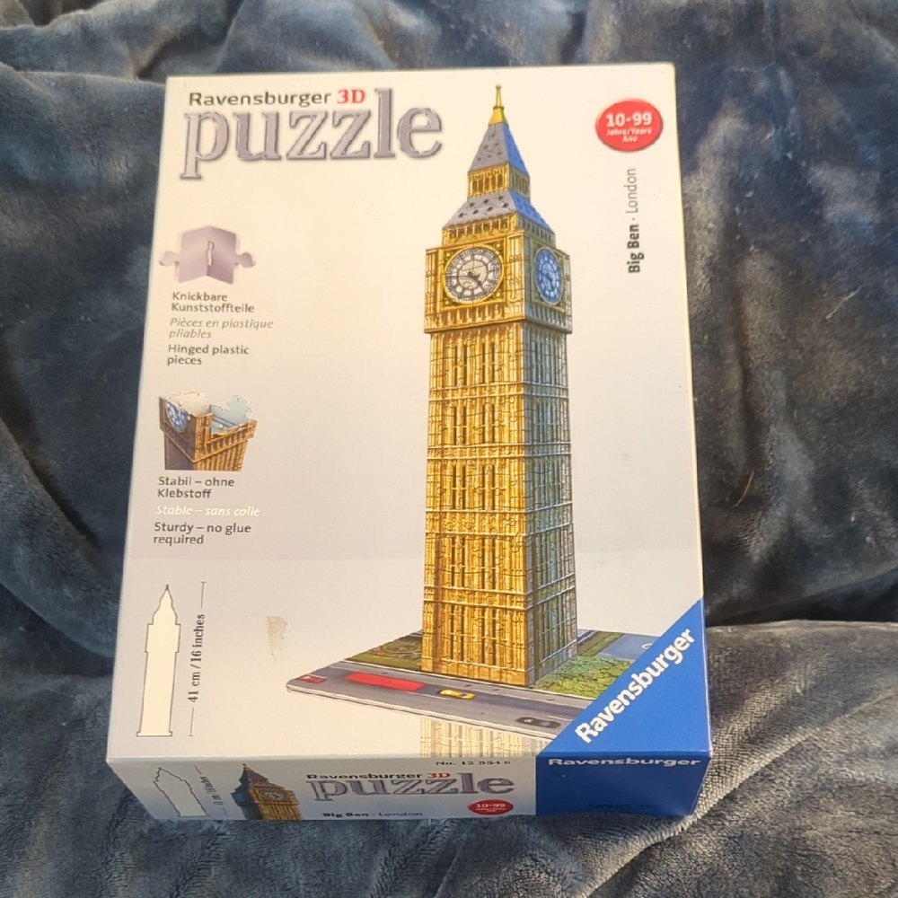 Ravensburger 3D Puzzle - Big Ben with Blue and Gold Accents